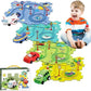 4 Sets 4In1 Puzzle Racer Kids Car Track Set,4 Theme Jigsaw Puzzle Racer Car Track Set Puzzle Track Car Play Set Puzzle Raceway C