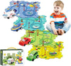 4 Sets 4In1 Puzzle Racer Kids Car Track Set,4 Theme Jigsaw Puzzle Racer Car Track Set Puzzle Track Car Play Set Puzzle Raceway C