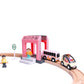 Hanqiann School Bus Station Toy For Wooden Train Track, Diy Extend Station Playset For Railroad Train Track,Preschool Learning E