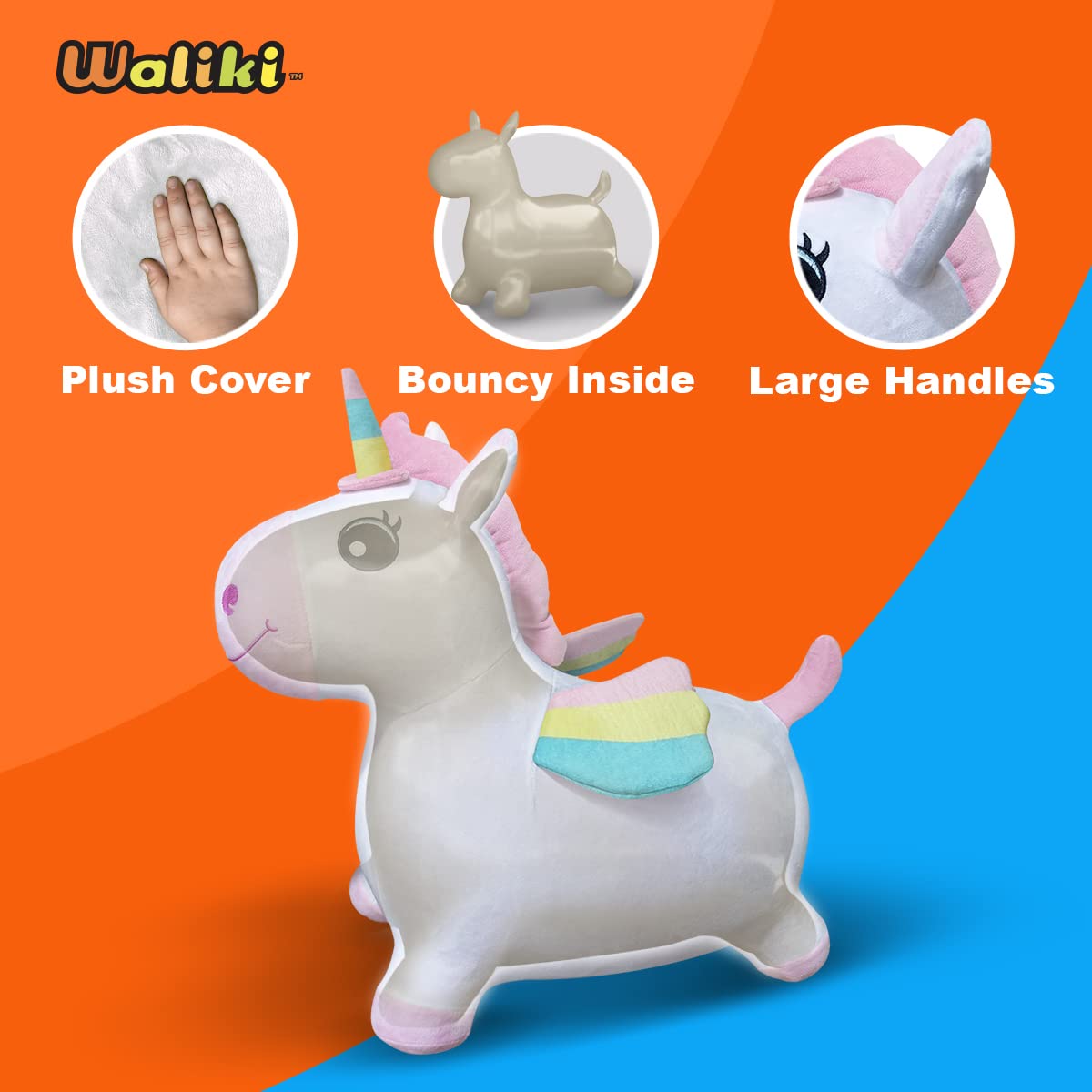 Waliki Bouncy Horse Hopper | Inflatable Hopping Horse For Girls | Jumping Horse (Unicorn) | Birthday Gift For 18 Months 2 3 4 Year Old Kid Toddler