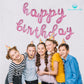 Balloon Vibe Happy Birthday Balloon Banner - Pink 16 Inch Cursive Mylar Foil Letters Happy Birthday Banner For Birthday Decor -