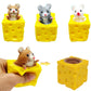 3PCS Animal Squishes Toys with Cheese Cup Squishies Cute Mice Squeeze Toys for Kids Cheese Squirrel Cup Fidget Toys for Adults A