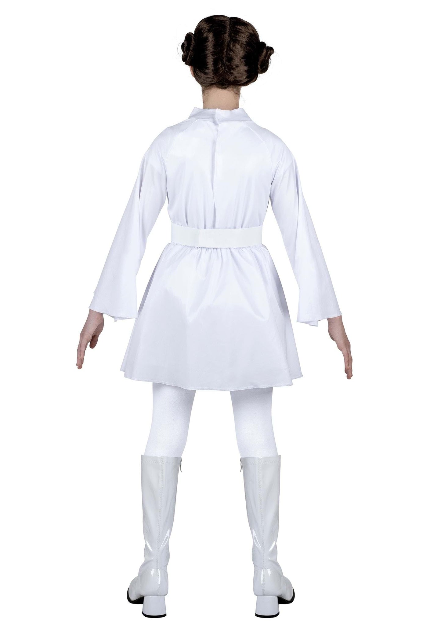 Star Wars Princess Leia Official Youth Halloween Costume - White Dress With Belt And Wig
