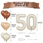 Biapian 40 Inch Cream Number 50 Balloons, 8Pcs Large Foil Number 5 & 0 Balloons With 18'' Cream White Heart Balloon For 50Th Yea