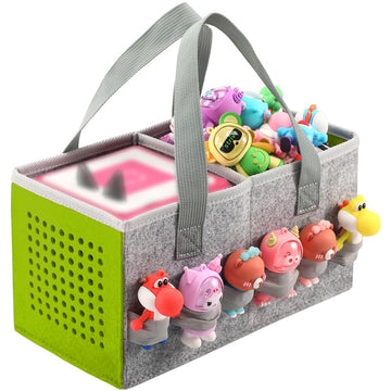 Seracle Travel Felt Bag for Toniebox Starter Set & Figurines - Gray & Green Carrying Case