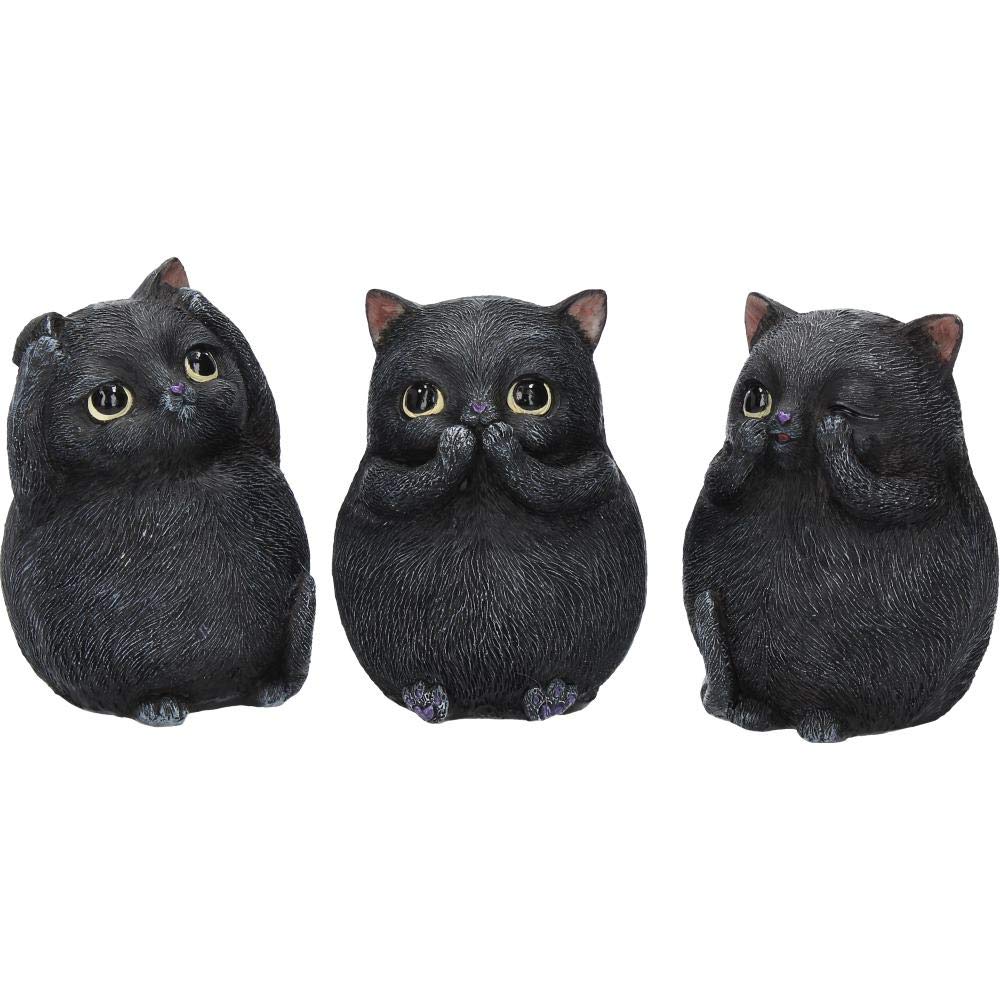 Nemesis Now Three Wise Fat Cats 8.5Cm Figurine, Resin, Black