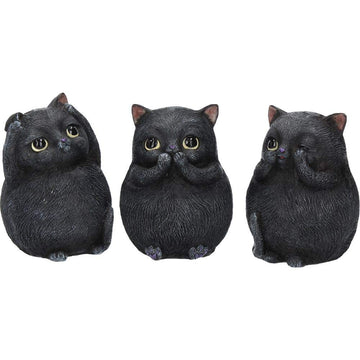 Nemesis Now Three Wise Fat Cats 8.5Cm Figurine, Resin, Black