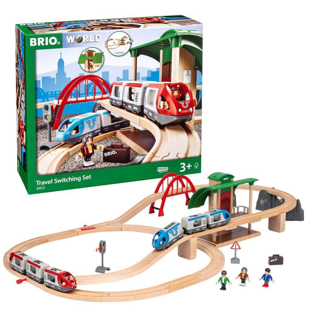 BRIO World - 33512 Travel Switching Set | enhanced Wooden Train Toy Set with 42 Pieces & Accessories | Perfect for Children Ages 3 and Up | Compatible with All BRIO Railway Toys