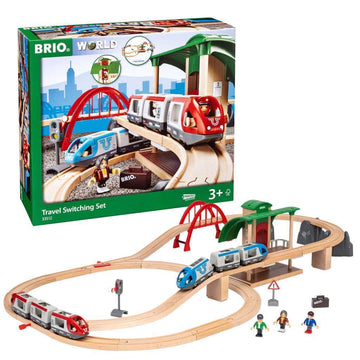 BRIO World - 33512 Travel Switching Set | enhanced Wooden Train Toy Set with 42 Pieces & Accessories | Perfect for Children Ages 3 and Up | Compatible with All BRIO Railway Toys