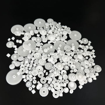 200PCS Module 0.5 Plastic Gear Single Gear Spindle Gear Small Motor Gears for DC Motor RC Car Robot DIY Model Toy Parts (White)