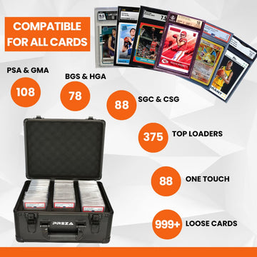 PREZA Graded Card Storage Box - enhanced Slab Case Storage Holder for Graded Trading Cards (Black)
