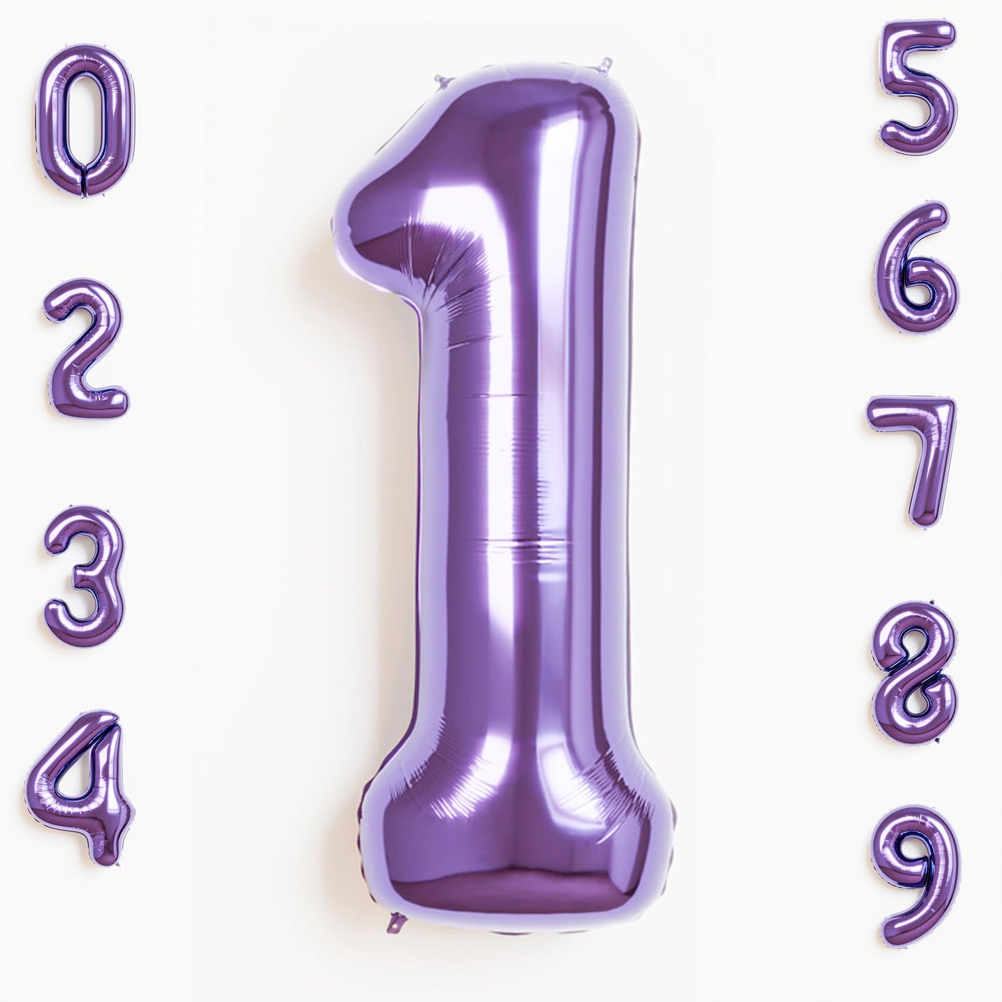 Rainbowq Party 1 Balloon Number 40 Inch For Boy Or Girl Big Purple 0-9 Foil Mylar Large 1St Number Balloon Happy First Birthday