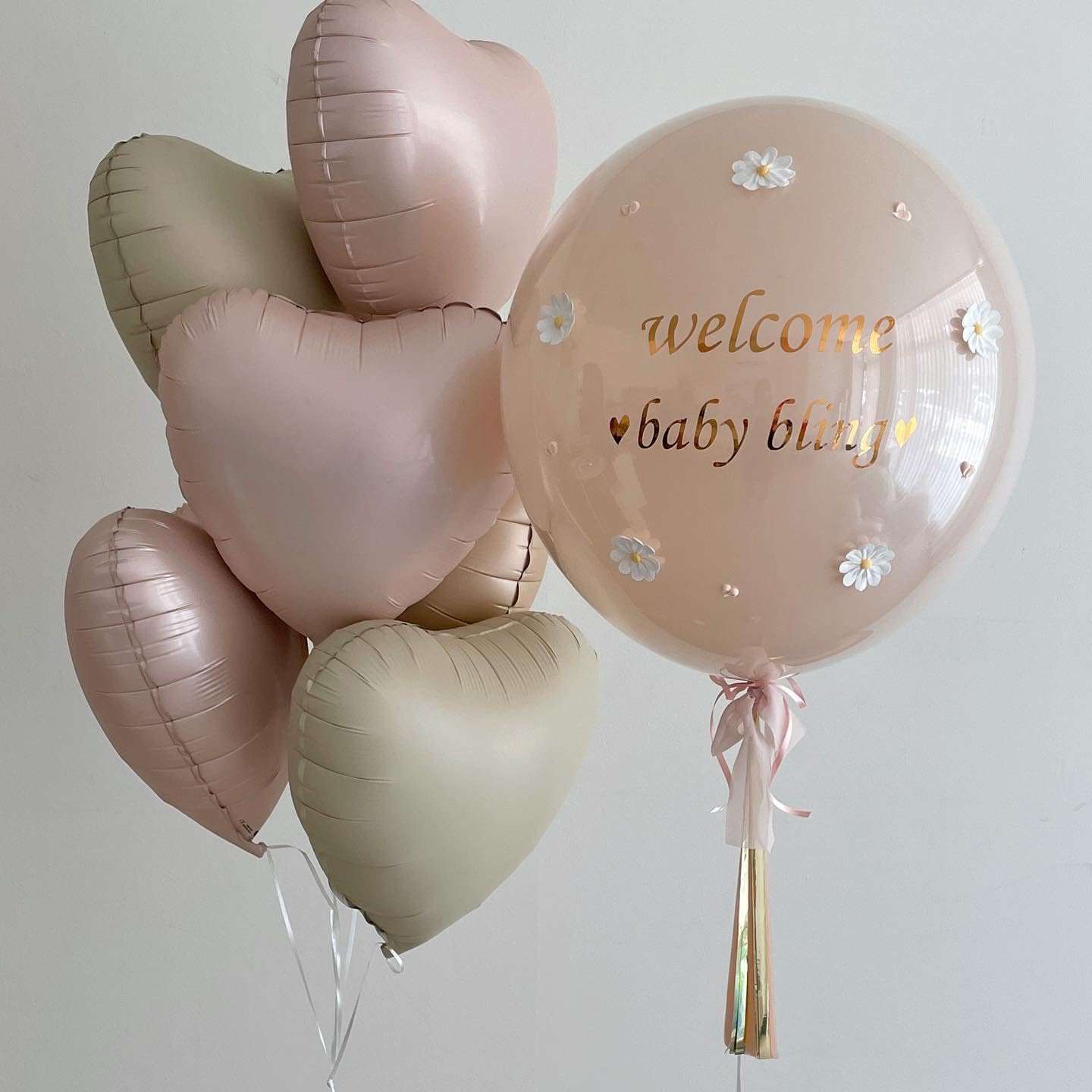 Pink White Heart Balloons,10Pcs Cream Baby Pink Foil Heart Shaped Balloons,18Inch Sand White Pink Helium Mylar Balloons For Vale