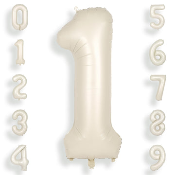 Suwen 40 Inch Cream White Large 1 Balloon Numbers Big Foil Helium Number Balloons 0-9 Jumbo Happy 1St Mylar Birthday Party Decor
