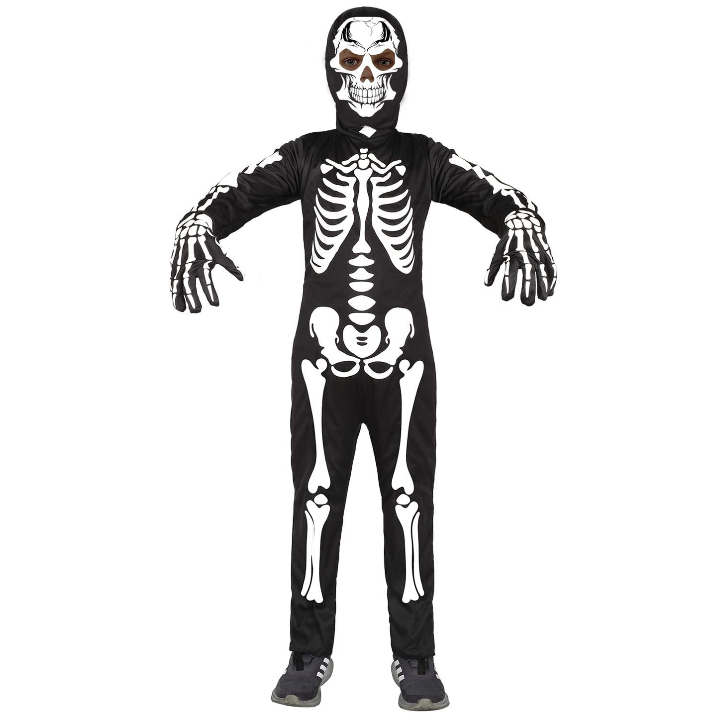 Sicypoty Kids Skeleton Costume Glow In The Dark Halloween Costume For Boys Black 5-7Years