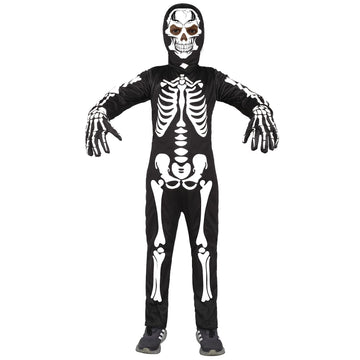 Sicypoty Kids Skeleton Costume Glow In The Dark Halloween Costume For Boys Black 12-14Years