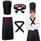 Keymall Hibachi Chef Tall Hat and Apron Costume Set with Headband Tie for Japanese Cuisine Lovers and Hibachi Enthusiasts