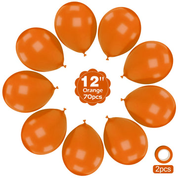 Moukiween Orange Balloons 12 Inch - 70 Pcs Burnt Orange Balloons For Fall Balloons Construction Balloons Cutie Baby Shower Birthday Party Halloween Christmas Decorations
