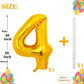 Pigetale 40 Inch Gold Large Numbers Balloons 0-9 Giant Jumbo Number 4 Digit 4 Helium Balloons, Big Foil Mylar Number Balloons Fo
