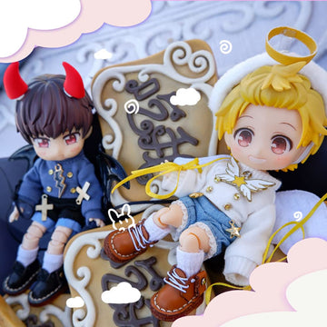 Xidondon Angel Suit Demon Suit For Ob11, Gsc, Ymy, Body9, Molly, 1/12 Bjd Doll Clothes Accessories (Black)