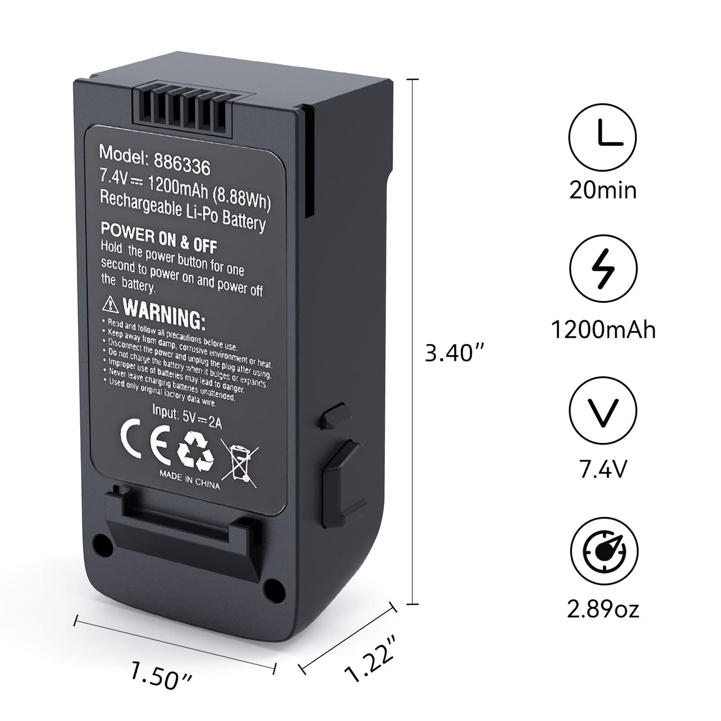 Ruko U11/U11S Drone Intelligent Flight Battery Replacement for U11/U11S RC Quadcopter Drone, 7.4V 1200mAh/8.88Wh Li-po Rechargea
