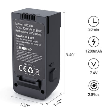 Ruko U11/U11S Drone Intelligent Flight Battery Replacement for U11/U11S RC Quadcopter Drone, 7.4V 1200mAh/8.88Wh Li-po Rechargea