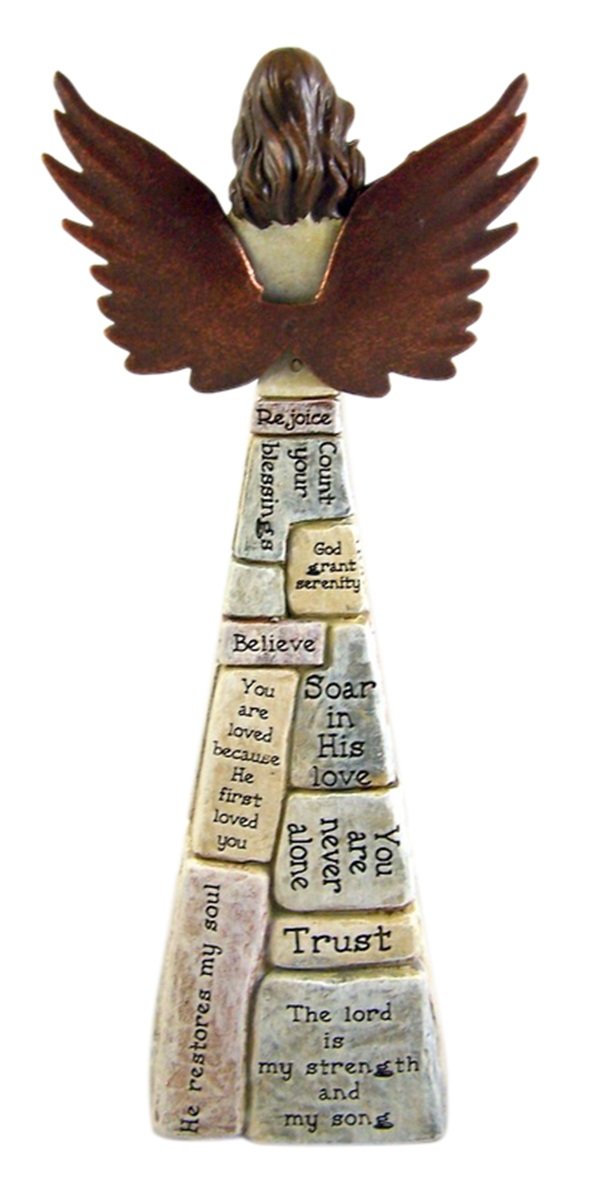 Praying Angel Faith-Filled Robes Whitewashed 4 x 10.5 Resin Tabletop Figurine