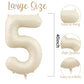 40 Inch Cream White 5 Balloon Numbers, Large Number 5 Balloon Foil Helium Number Balloons, Big 5 Mylar Birthday Balloons For Boy
