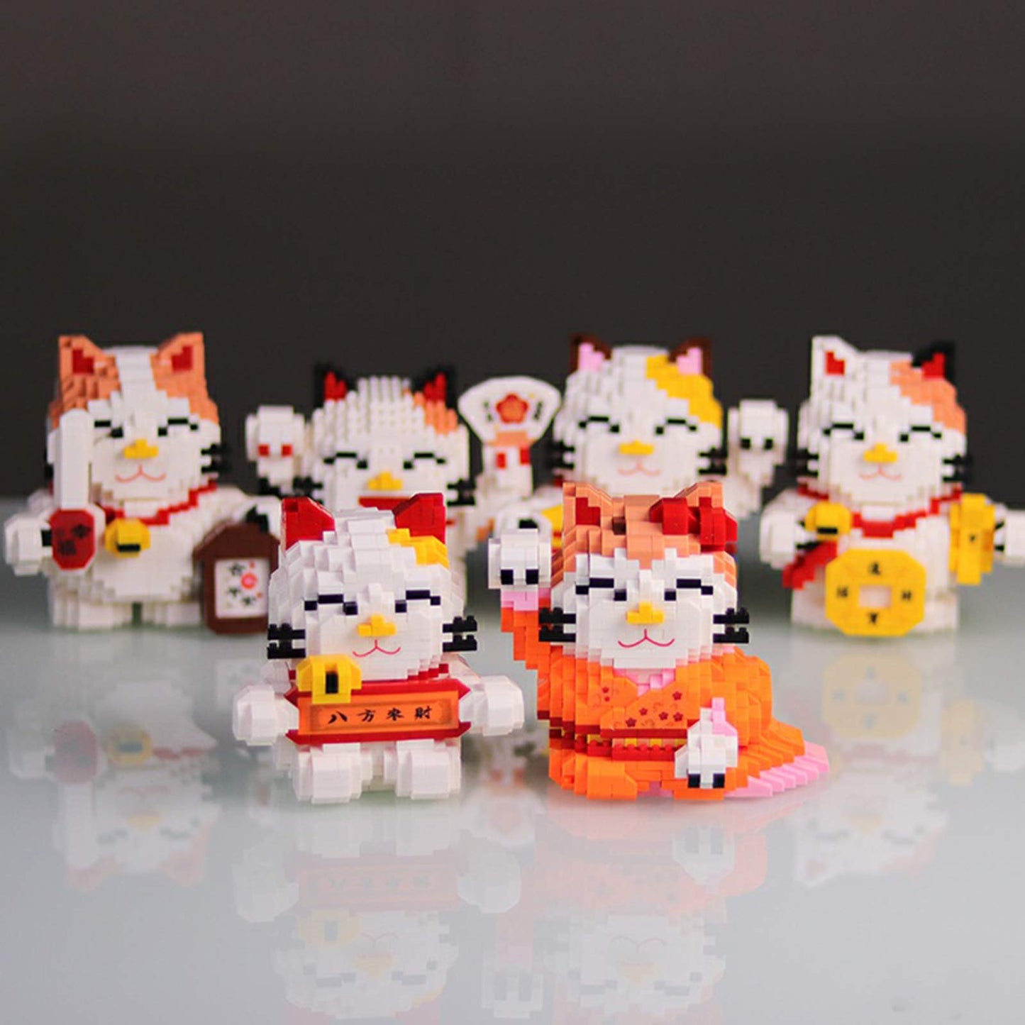 Larcele Cat Micro Building Blocks Pet Mini Building Toy Bricks,1163 Pieces Kljm-02 (Fortune Cat,Model 4569)
