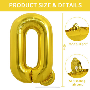 Toniful 40 Inch Large Gold Letter Q Balloons Helium Balloons,Foil Mylar Big Balloons For Birthday Party Anniversary Supplies Dec
