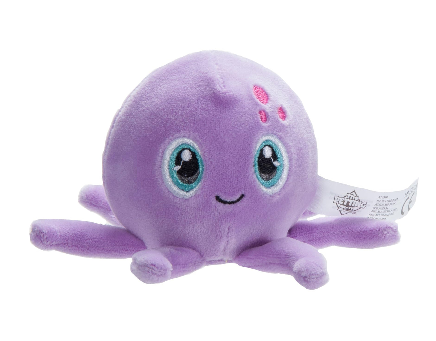 The Petting Zoo Purple Octopus Plush Toy - 3" Soft Squeeze Animal, Ideal Gift for Kids, Made of Polyester