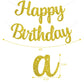 Beishida Gold Happy Birthday Banner - No Diy 10Feet,Pre-Strung-Glitter Happy Birthday Sign, Happy Birthday Garland,Happy Birthda