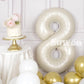 Suwen 40 Inch Cream White Number Balloon 8, Safe Material, Jumbo Mylar Birthday Party Decorations For Boy Or Girl Anniversary Pa