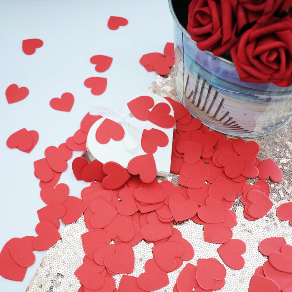 Hot Red Heart Confetti Wedding Birthday Party Favors Love Theme Table Scatter Decorations, 1.2 inch, 200pc