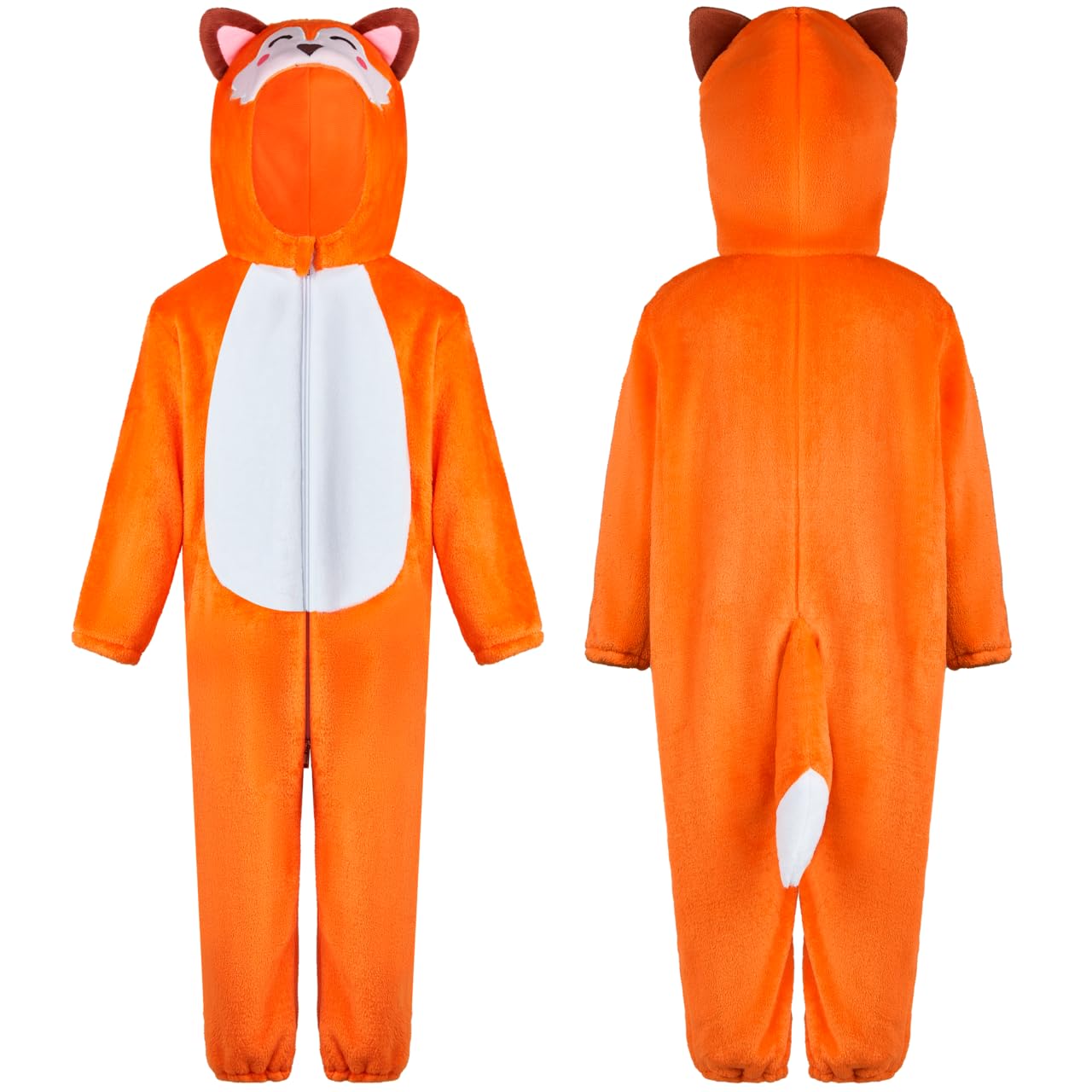 Spooktacular Creations Halloween Baby Fox Pajama, Romper Toddler Animal Costume One-Piece Pajama, Zip-Up Romper Hooded Jumpsuit Halloween Costume