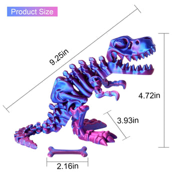 FunisFun 3D Printed Dragon with Articulated Bones for mature-themed  3D Printed Dinosaur Fidget Toys Decor for Stress Relief (Blue-Purple  1P)