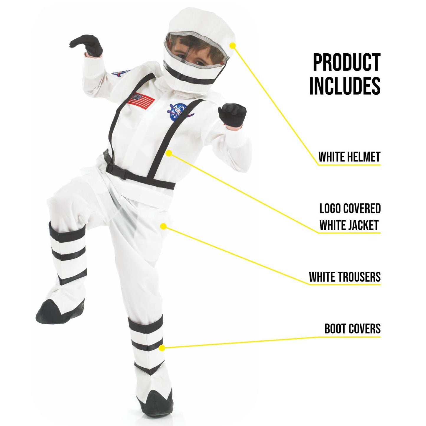 Fun Shack Astronaut Costume For Kids With Helmet, Kids Astronaut Costumes, Nasa Costume Kids, Space Costume For Kids, X-Large