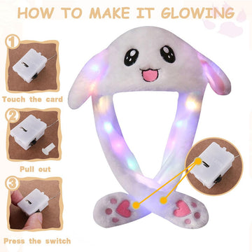 Arcimatto Animal Hat Plush Bunny Dress Up Cosplay Party Christmas Holiday Rabbit Cap for Kids Adults (White Rabbit)