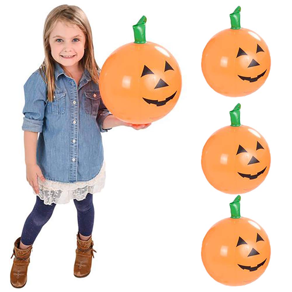 The Dreidel Company Halloween Pumpkin Inflatable Decorations, 16'' Tall (3-Pack) Halloween Decor, Halloween Pumpkin Toy