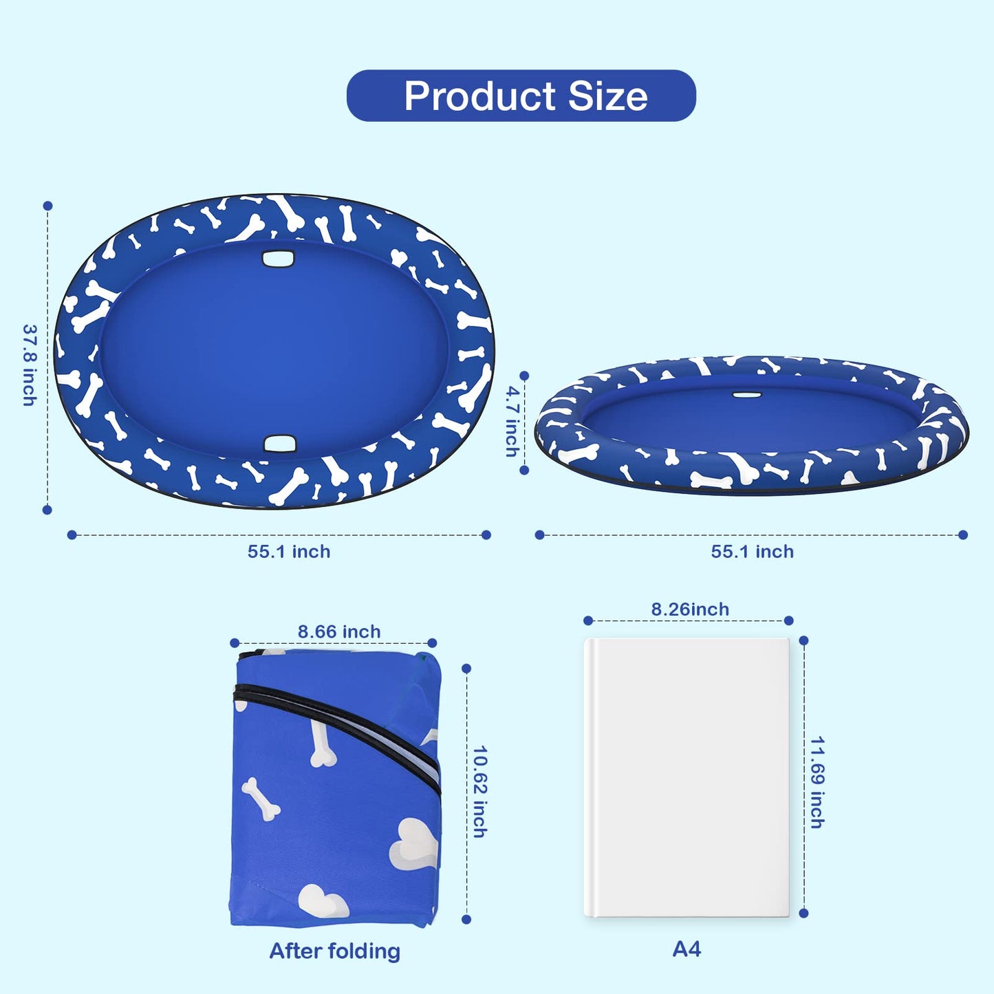 Pet Soft Dog Float Raft - Inflatable Dog Swimming Float For Summer (Blue Bone)