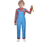 Foghorn Kids Chucky Halloween Costume Boys Girls Blue Floral Overalls Striped Top Rompers Jumpsuit Cosplay Outfit(150)