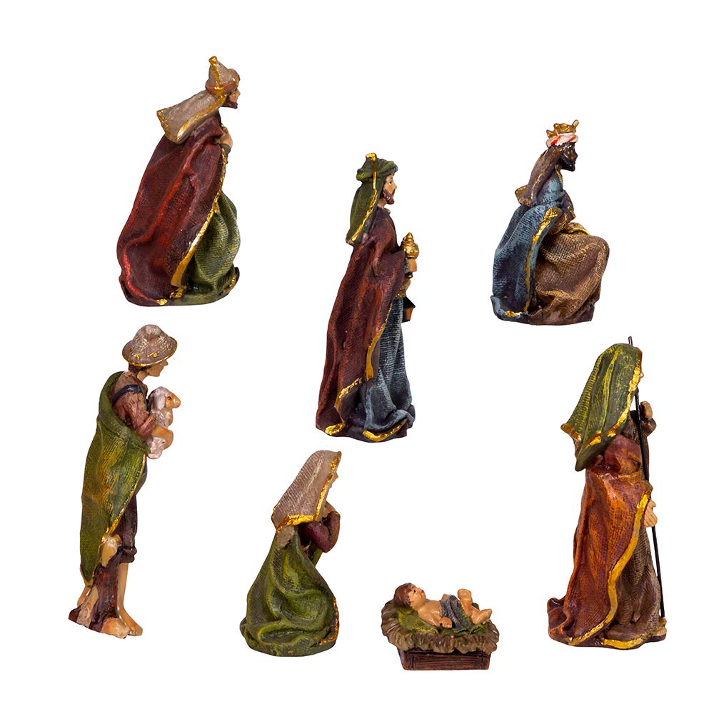 Kurt S. Adler Kurt Adler 3.5-Inch Resin, 7-Piece Nativity Set, Multi For Christmas
