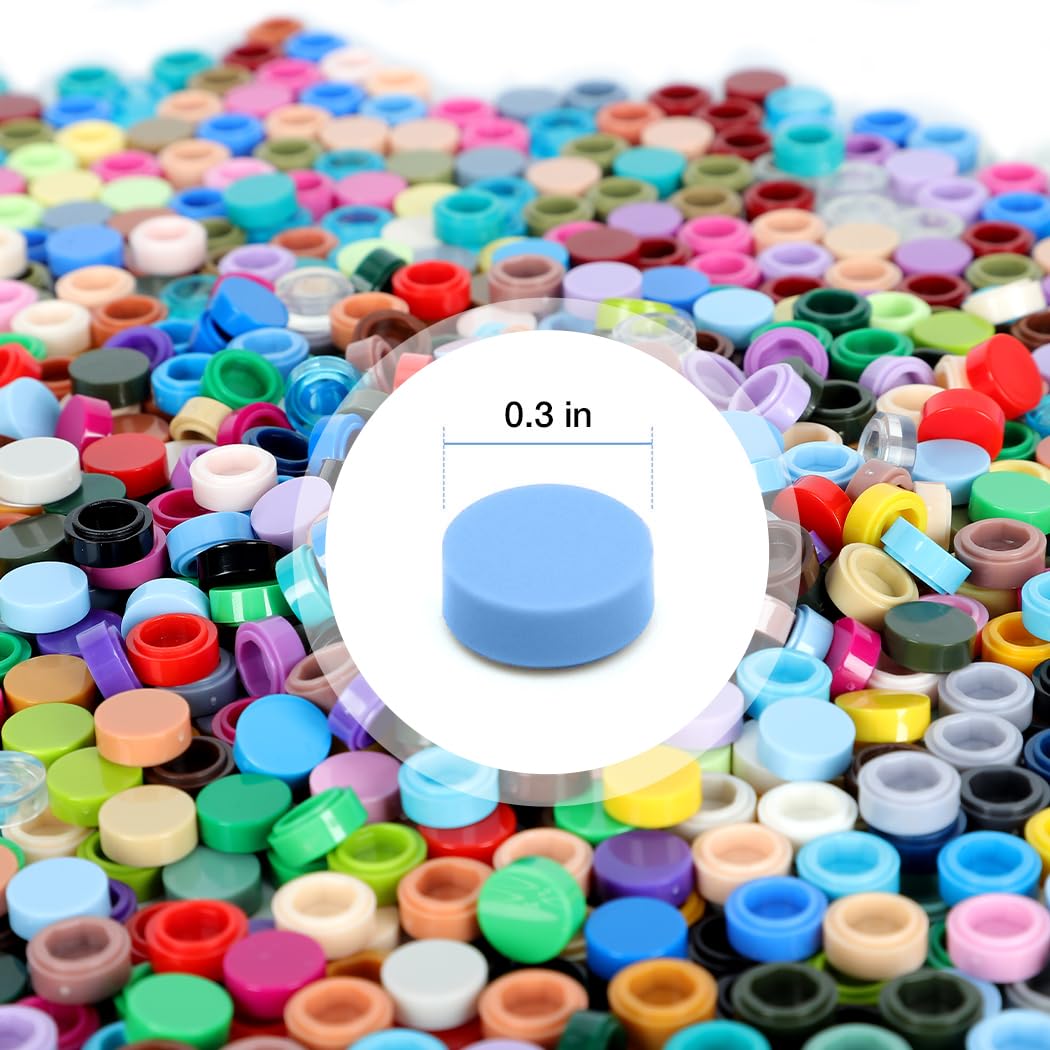 Etarnfly 5400Pcs Pixel Bricks, 1X1 Round Plates - 54 Colors Building Blocks Parts And Pieces With 2 Pack 10   X10    White Peel-