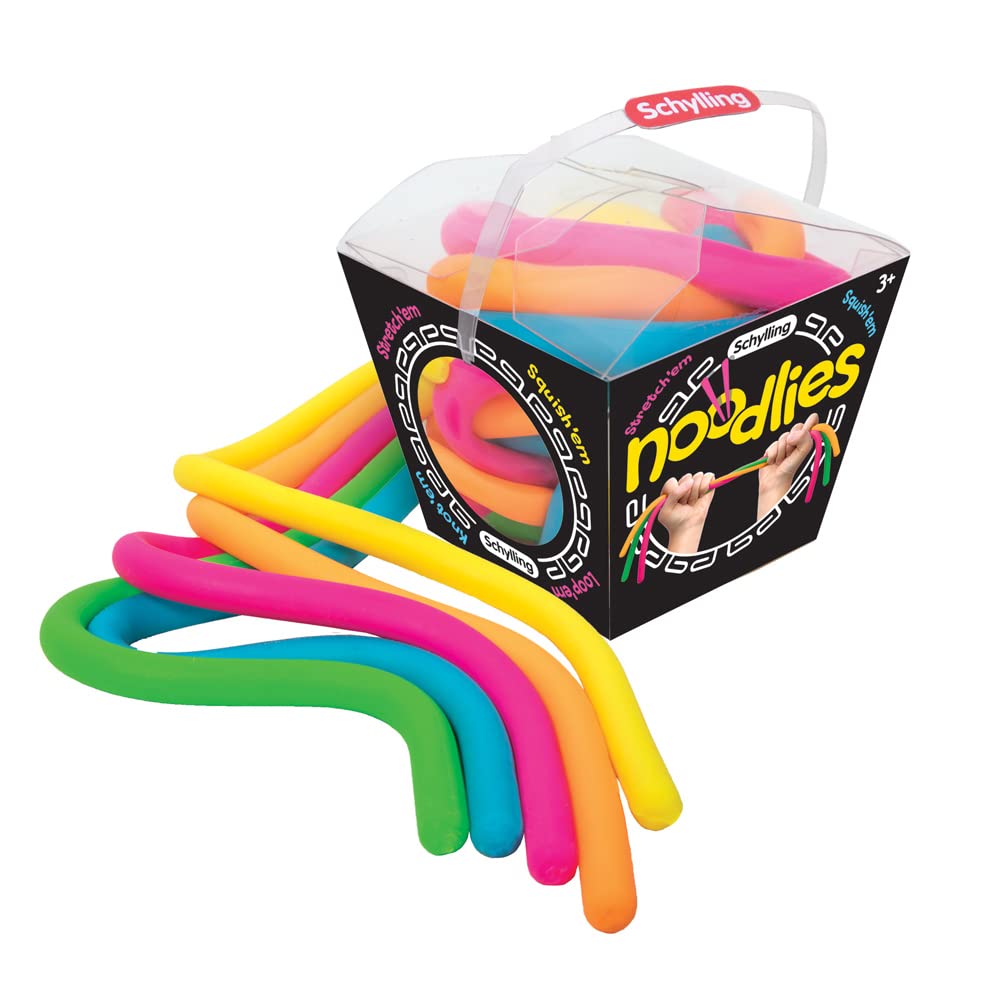 Schylling Needoh Noodlies - Sensory Squeeze Toy - Contains 5 Stretchy Noodles - 14' Long - Multicolored (Pack Of 1)