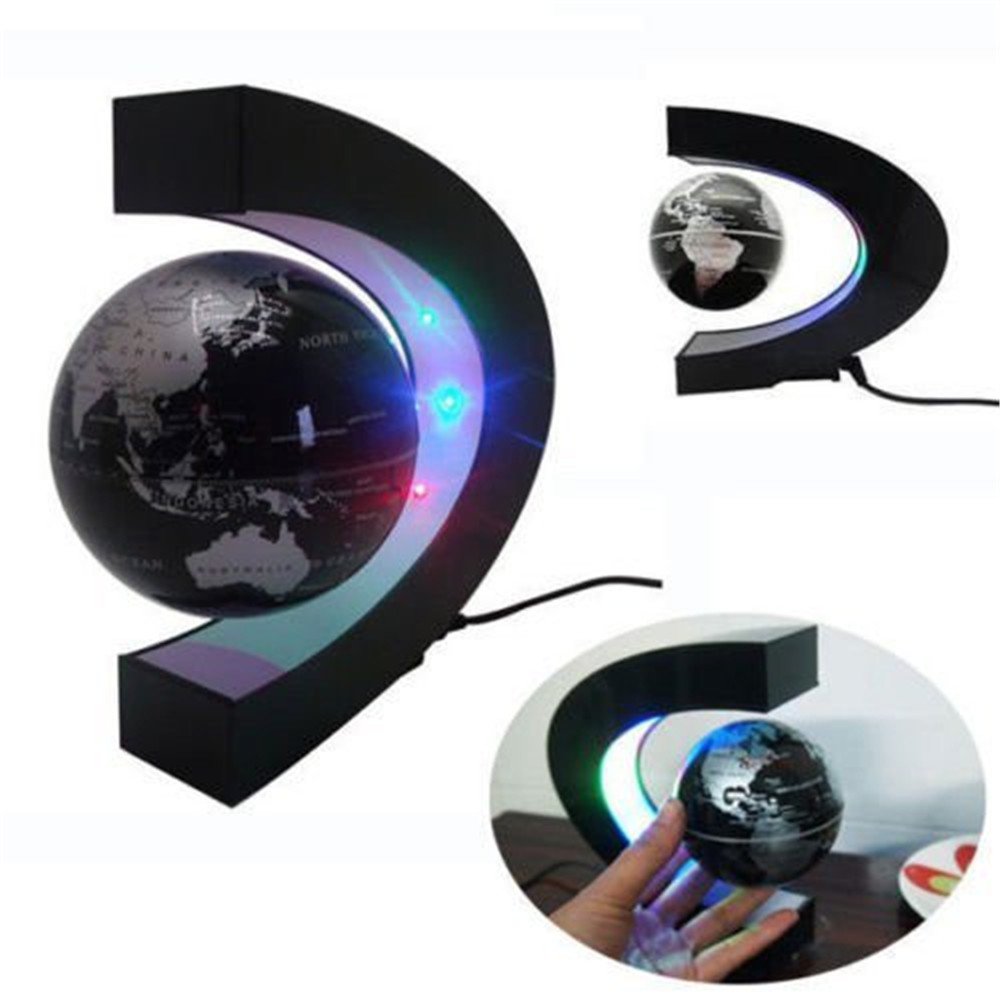 Magnetic Levitation Floating Globe 3 Inch With Led Lights C Shape World Map For Desk Decoration
