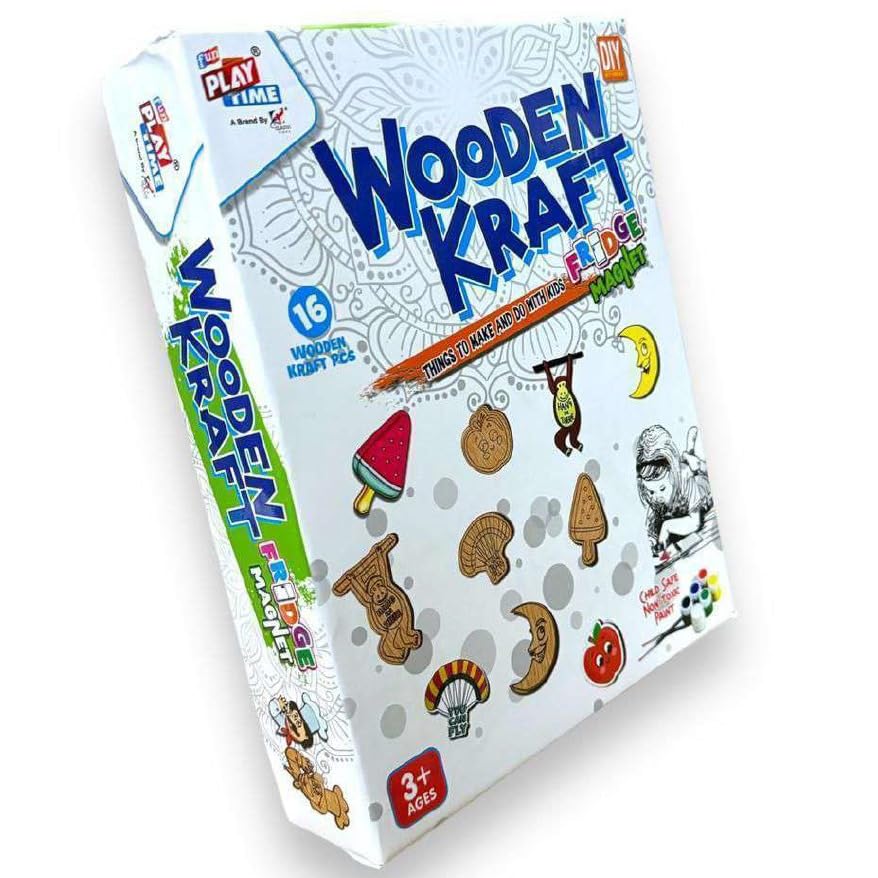Braintastic Wooden Craft Diy Fridge Magnets|Learning Toy Painting Brush, Magnets, Wooden Raw Objects|Art & Craft, Creative, Fun 