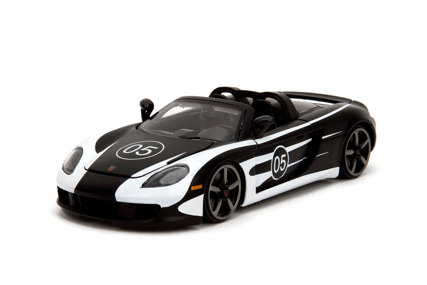 Hyper-Spec 1:24 2005 Porsche Carrera Gt Die-Cast Car, Toys For Kids And Adults(Black/White)