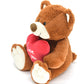 HWD 10'' Teddy Bear - Soft Plush Doll with Red Heart, Brown - Gifts for Her/Girlfriend/Mom/Kids, Model QRJ023X