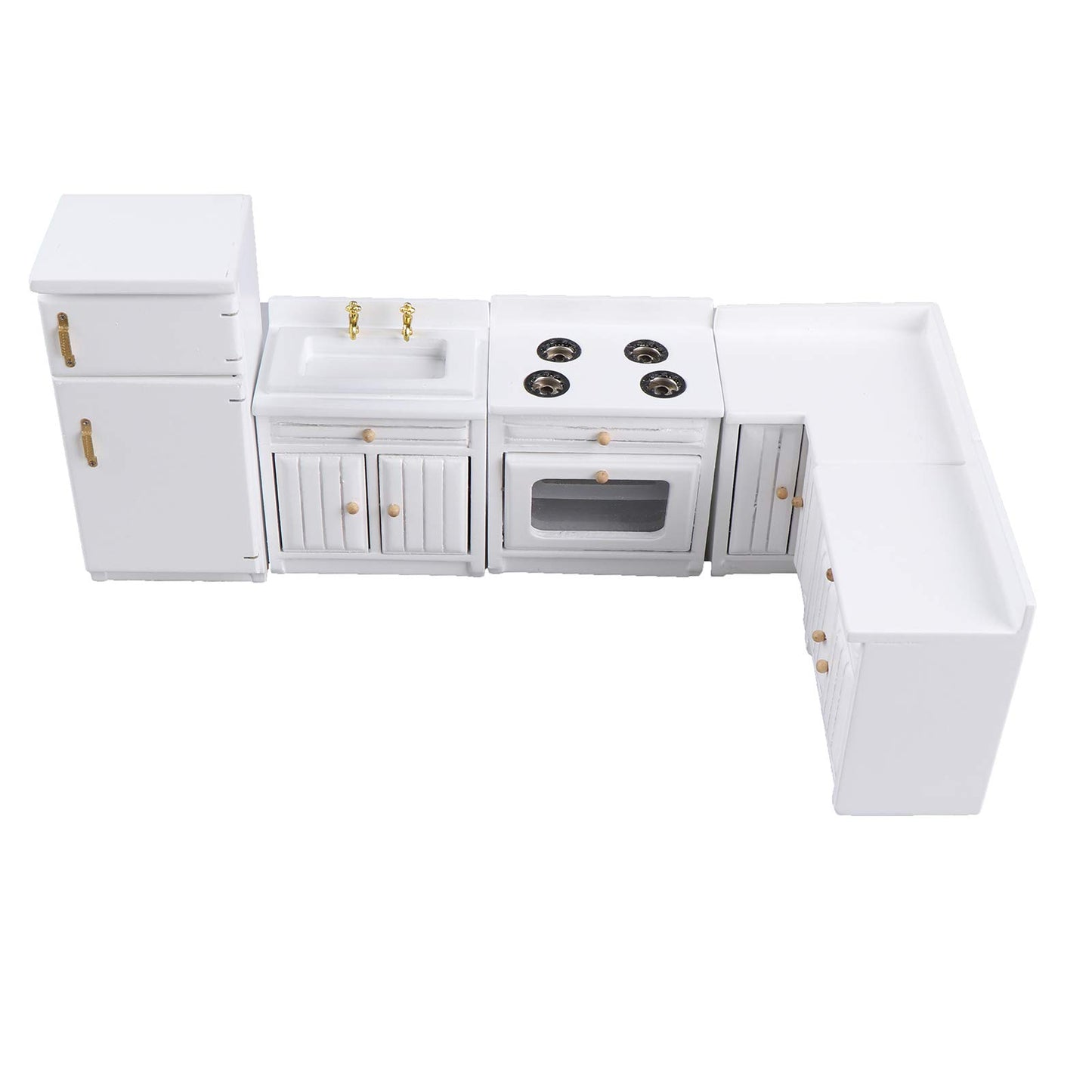 Haomian Dollhouse Kitchen Furniture Kit 1:12 Dollhouse Miniature Furniture Wooden Kitchen Cabinet Fridge Set Kitchen Dining Room Furniture For 1:12 Dollhouse Miniatures Scenes Accessories (C)