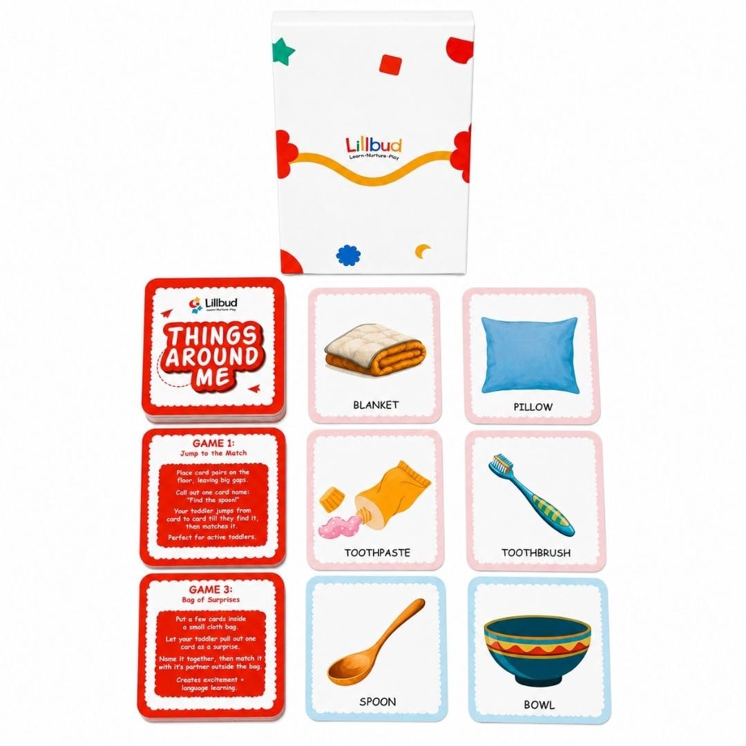 Lillbud Things Around Me Matching Cards For Toddlers | Educational Learning | 24 Illustrated Cards With 12 Matching Pairs, Memor